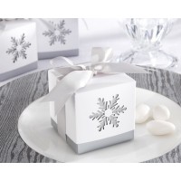 Silver Winter Snowflake Favor Boxes - Set of 24