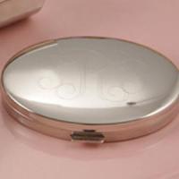 Engraved Silver Compact with Mirror