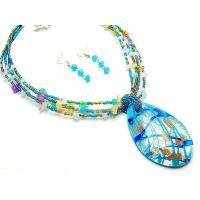 Light Blue Murano Glass Necklace and Earrings Set