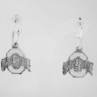 Silver Hoop Ohio State University Earrings