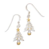 Christmas Tree Gold and Silver Earrings