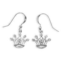 Sterling Silver CZ Crown Earrings