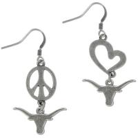 University of Texas Peace Love Longhorns Earrings