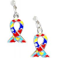 Autism Awareness Ribbon Dangle Earrings