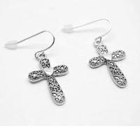 Silver Filigree Cross Earrings