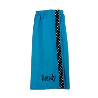 Monogrammed Aqua and Black Bath Wrap Robe