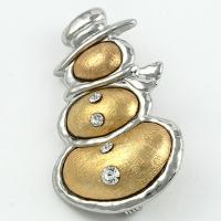 Gold and Silver Snowman Pin Brooch