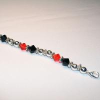 Orange & Black Swarovski Crystal Beaded Watch Band