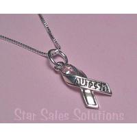 Autism Awareness Ribbon Sterling Silver Necklace