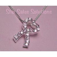 Breast Cancer Awareness Pink Heart Crystal Ribbon Necklace
