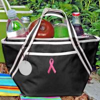 Breast Cancer Awareness Black Insulated Lunch Tote Bag