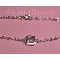 Breast Cancer Awareness Sterling Silver Crystal Bracelet