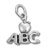 ABC Apple School Teacher Sterling Silver Charm