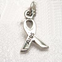 AIDS Awareness Ribbon Sterling Silver Charm
