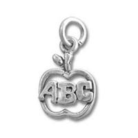 Apple Outline ABC Sterling Silver Charm