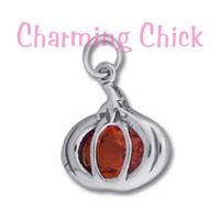 Pumpkin with Orange CZ Sterling Silver Charm
