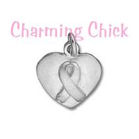 Awareness Ribbon on Heart Sterling Silver Charm