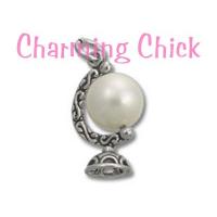 Pearl World Globe Travel Sterling Silver Charm