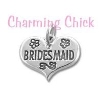 Bridesmaid Wedding Heart Sterling Silver Charm