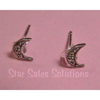 Marcasite Crescent Moon Stud Earrings