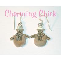 Snowman Sterling Silver Charm Earrings