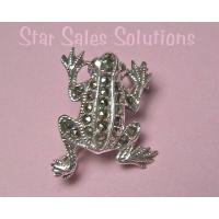 Frog Marcasite Sterling Silver Pin Brooch