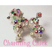 Poodle Mulit-Colored Swarovski Crystal Pin Brooch