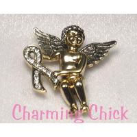 Angel Awareness Ribbon Gold-tone Brooch