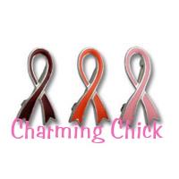 Breast Cancer Awareness Pink Ribbon Enamel Sterling Silver Pin