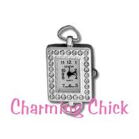 Clear Crystal Silver Rectangular Watch Face