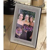 Personalized Engraved Beaded Silver Picture Frame