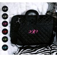 Monogrammed Black Quilted Laptop Bag