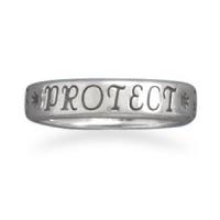 Bless Protect Guide Sterling Silver Ring