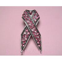 Breast Cancer Awareness Ribbon Crystal Pin Brooch