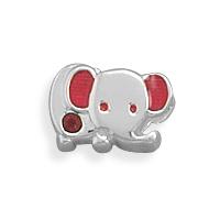 Sterling Silver Red Swarovski Crystal Elephant Euro Bead