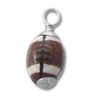 Football Bead Sterling Silver Charm