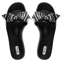 OKA b. Madison Black with Zebra Print Ribbon Sandals