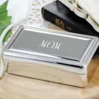 Mom Beaded Silver Deluxe Jewelry Box