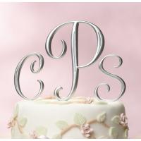 Small Silver Monogram Letter Cake Topper