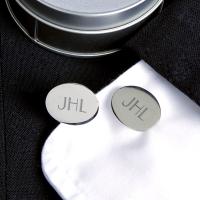 Oval Engraved Silver Cuff Links