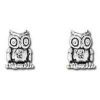 Sterling Silver Owl Stud Earrings