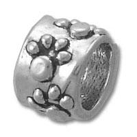 Sterling Silver Paw Print Euro Bead