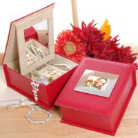 Personalized Red Folding Jewelry Box with Photo Frame