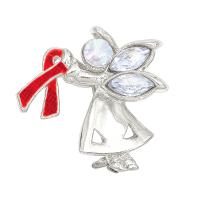 Red Awareness Ribbon Angel Pin Brooch
