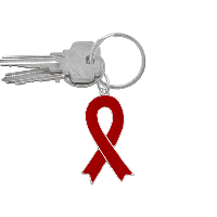 Red Awareness Ribbon Enamel Keychain