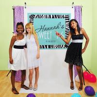 Sweet 16 Zebra Print Personalized Photo Booth Backdrop