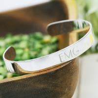 Personalized Engraved Thin Silver Bangle Bracelet