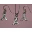 Breast Cancer Awareness Ribbon Necklace & Earrings Set