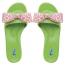 OKA b. Madison Kiwi Green & Pink Leopard Ribbon Sandals