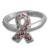 Breast Cancer Awareness Pink Crystal Ribbon Sterling Silver Ring